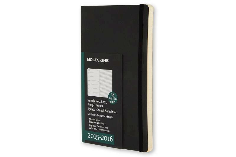 2016 Moleskine 18 month planner - weekly notebook - large - black - soft cover - (ISBN 8052204400133)